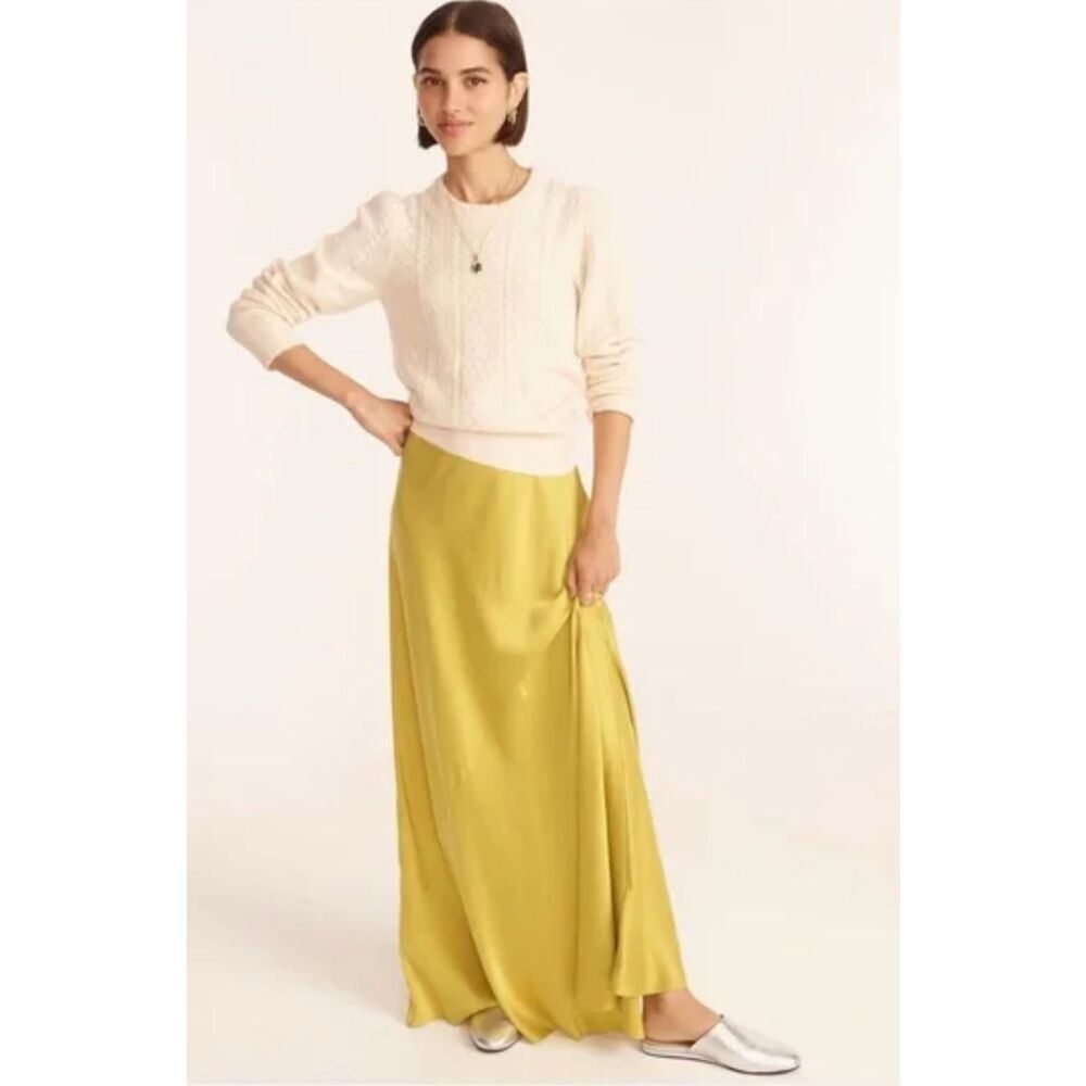 J. Crew Pointelle Cable-Knit Crewneck Sweater In Ivory/Cream Size M